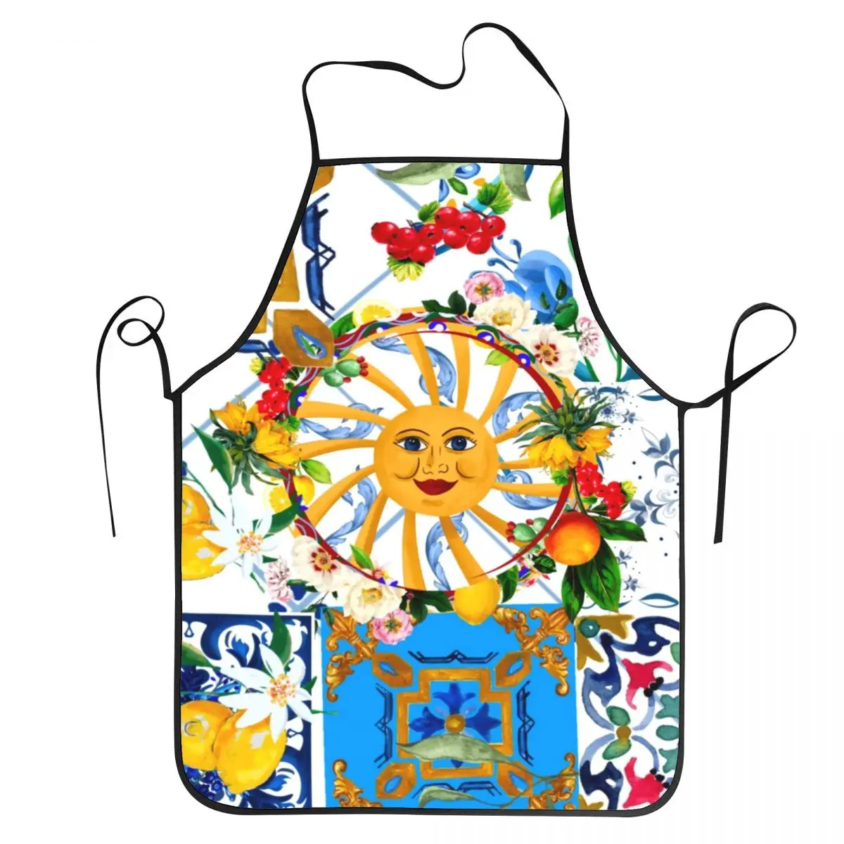 Custom Sicilian Tiles Lemons Citrus Aprons Women Men Adult Unisex Kitchen Chef Bib Tablier Cuisine Cooking Baking Painting