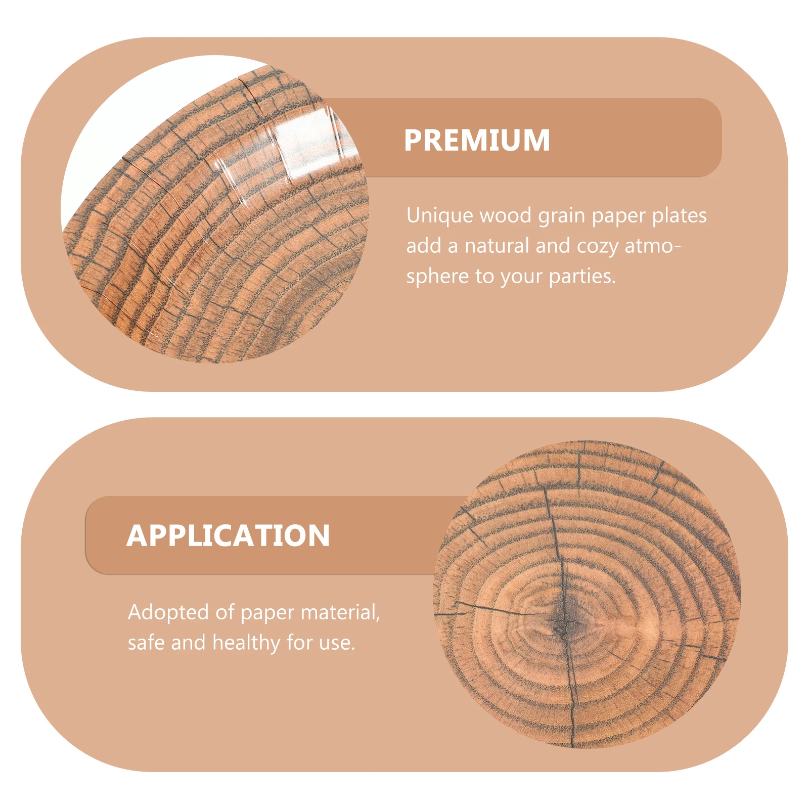 

10 Pcs Wood Grain Paper Plate Convenient Cake Party Plates Dinner Dessert Festival Food Gathering Tray