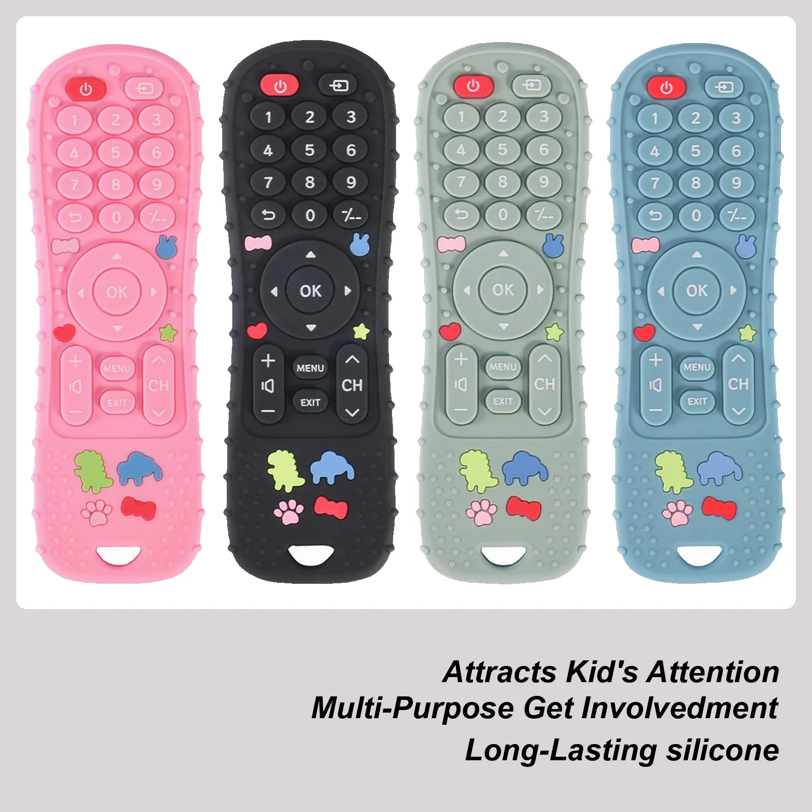 

Силиконовый прорезыватель, жевательная игрушка, успокаивающая игрушка, мультяшный силиконовый прорезыватель, форма с дистанционным управлением, упражнения, глухота пальцев, раннее развитие