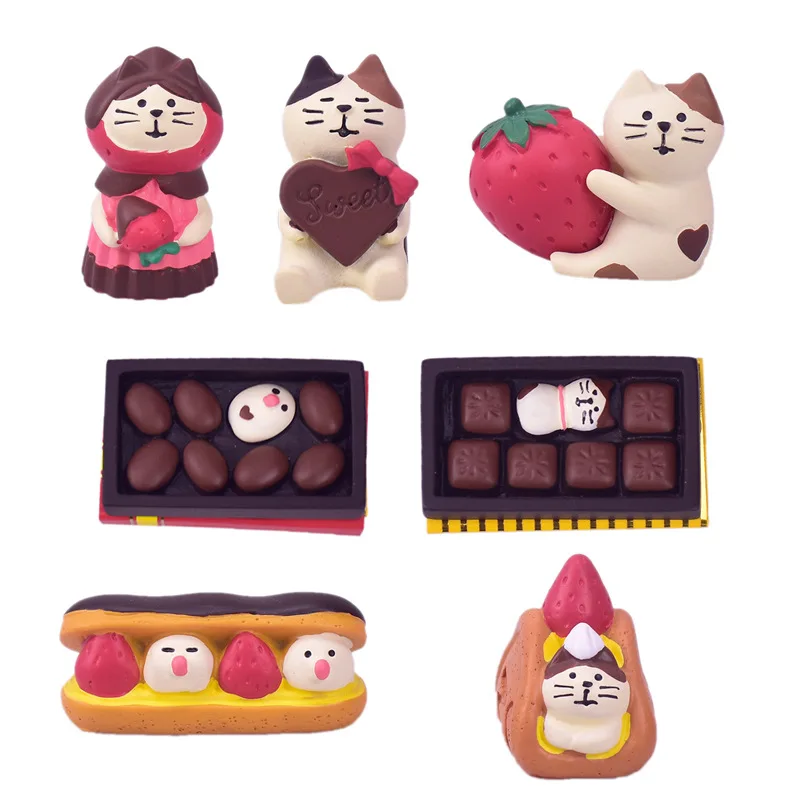 Zakka Japan Strawberry Chocolate Series Home Decoration Bedside Tabletop Ornament Resin Craft Toys Collectible Gifts