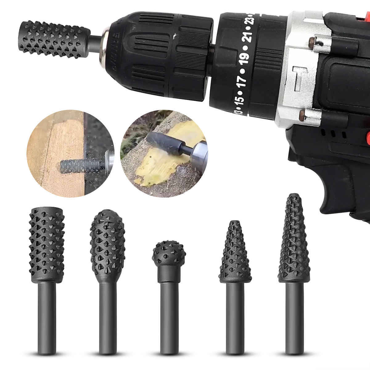 6MM metal wire drawn tungsten carbide milling cutter rotary file DIY grinding accessories set, electric grinding head tool set