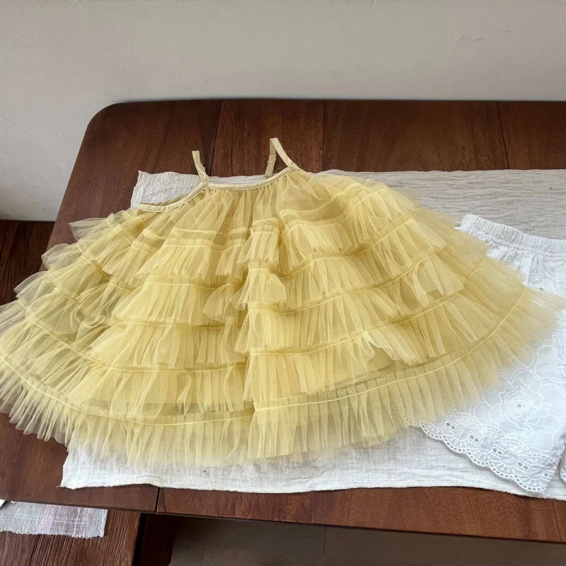 

2026Summer Korean style baby girl yellow strap princess dress cake dress birthday holiday dress500308