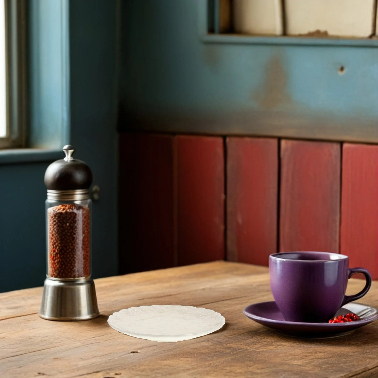 

Elegant French Design Ceramic Rose Embossed Platter White Round Dessert Cake Plate Afternoon Tea Display Small Desert Plates