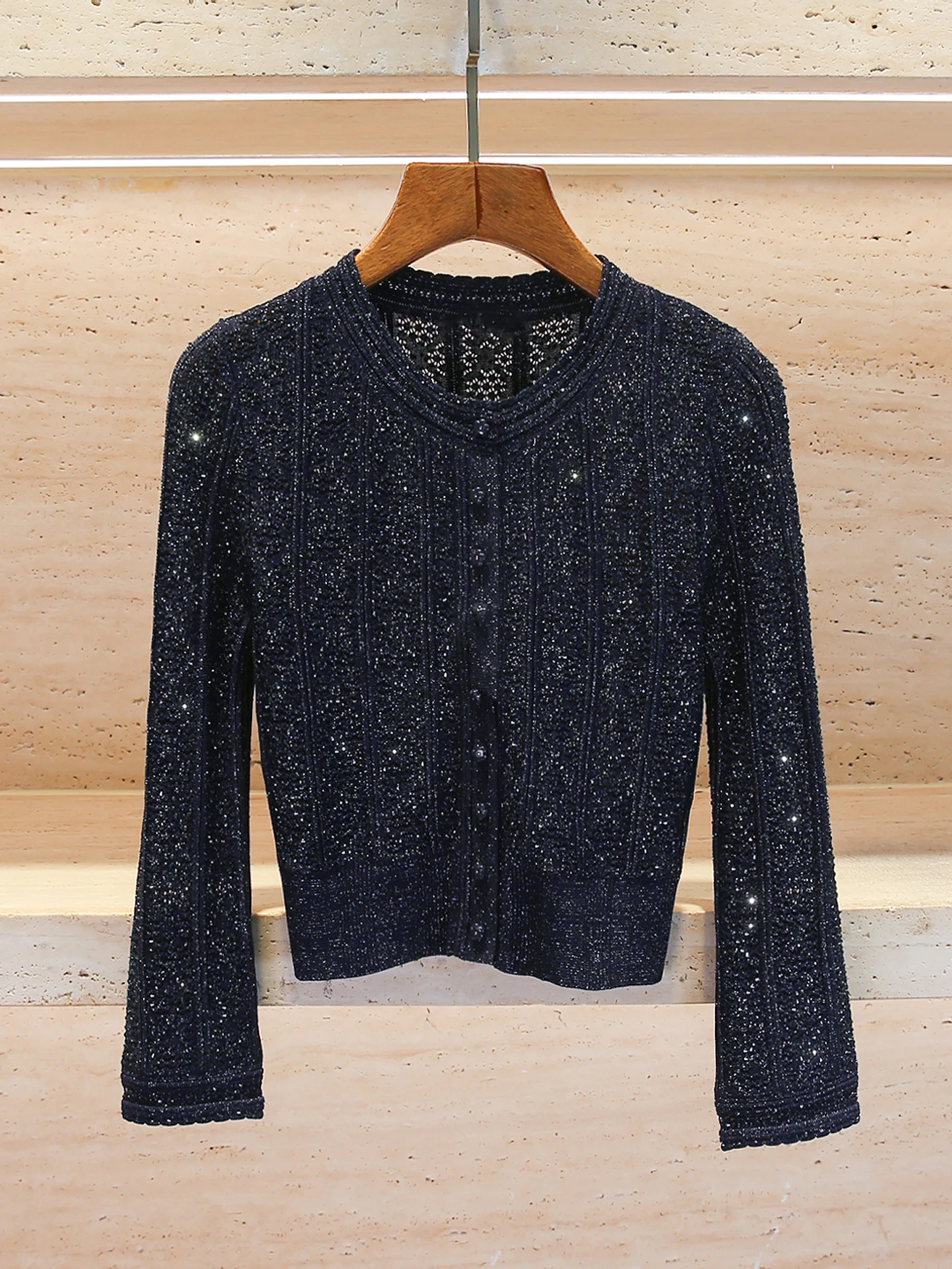 

Silk Hollow out Knitted Cardigan Outerwear Hepburn Style Women's Premium Spring Fashion S Home Nan You