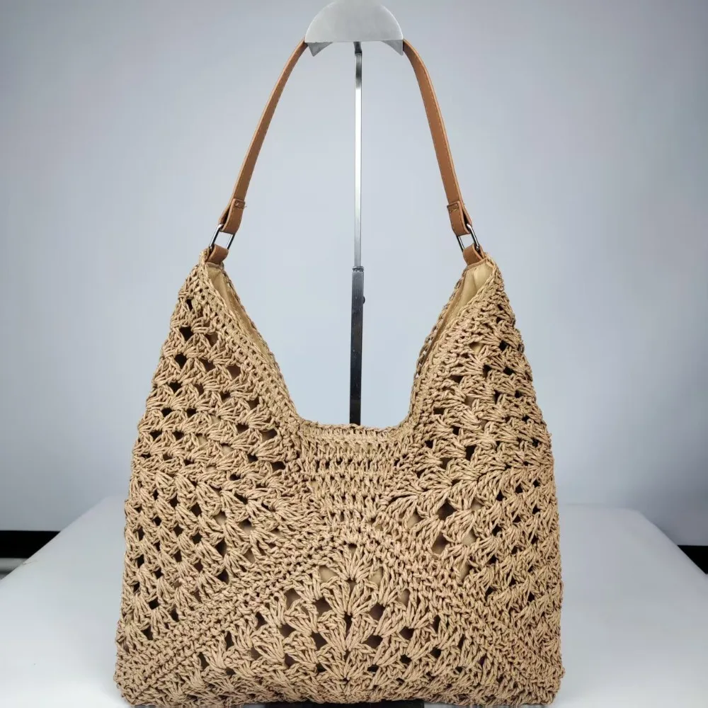 

New Summer Straw Crochet Bag Leisure Vacation Weave Shoulder Bag Casual Beach Women's Handbags Ladies/Girls