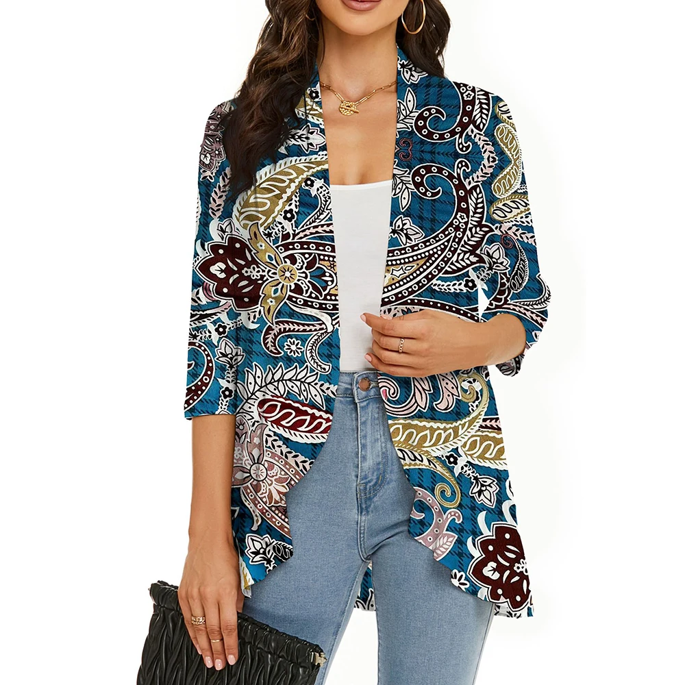 2024 Spring Jackets Women Basic Jacket Cardigan Causal Half Sleeve Print Windbreaker Lightweight Woman Jacket Coat Veste Femme