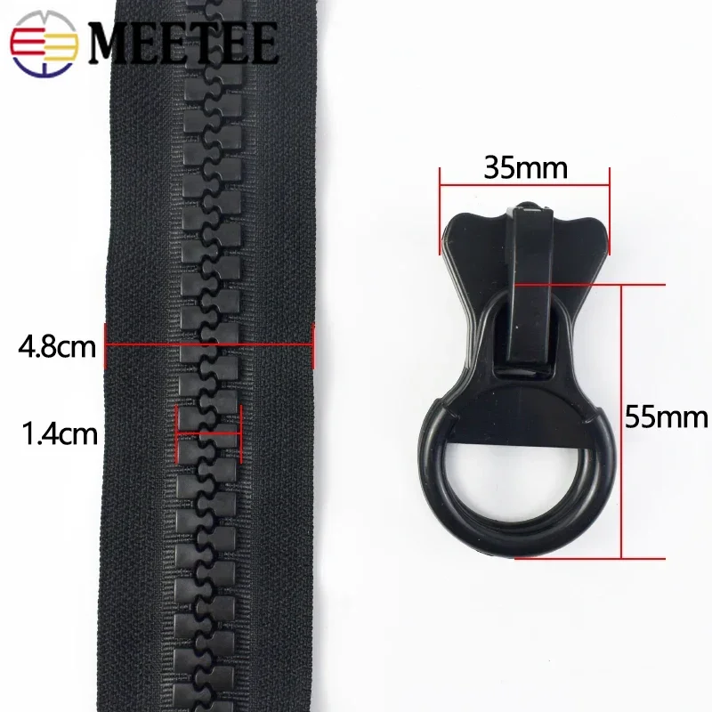 Meetee 20# Extra Large Resin Zipper 60-300cm OpenEnd Zippers Down Coat Jacket Replaceable Zips Repair