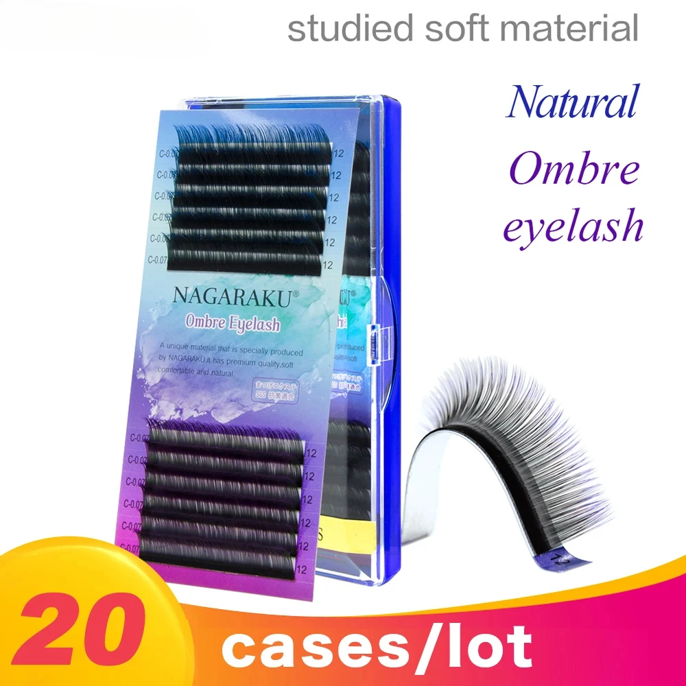 20 cases ombre lash rainbow lash mink lashes colour lash ombre synthetic eyelash extension false individual eyelashes