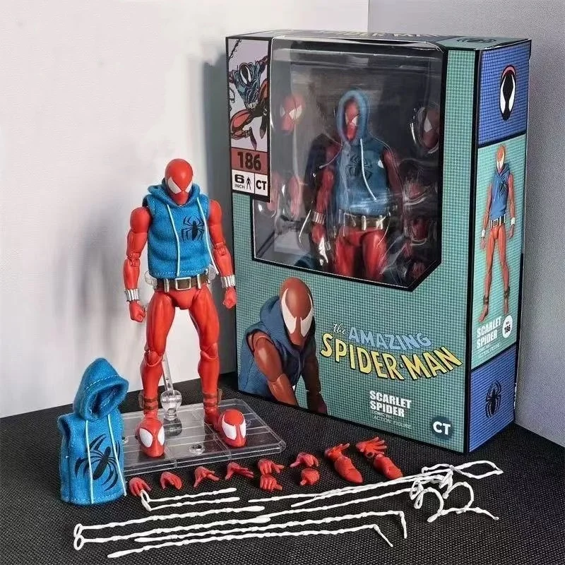 Anime Scarlets Spider-man Mafex186 Action Figure Peter Parker S.h.figuarts Ct 1/12 Spiderman Figure Collection Model Toy Gifts