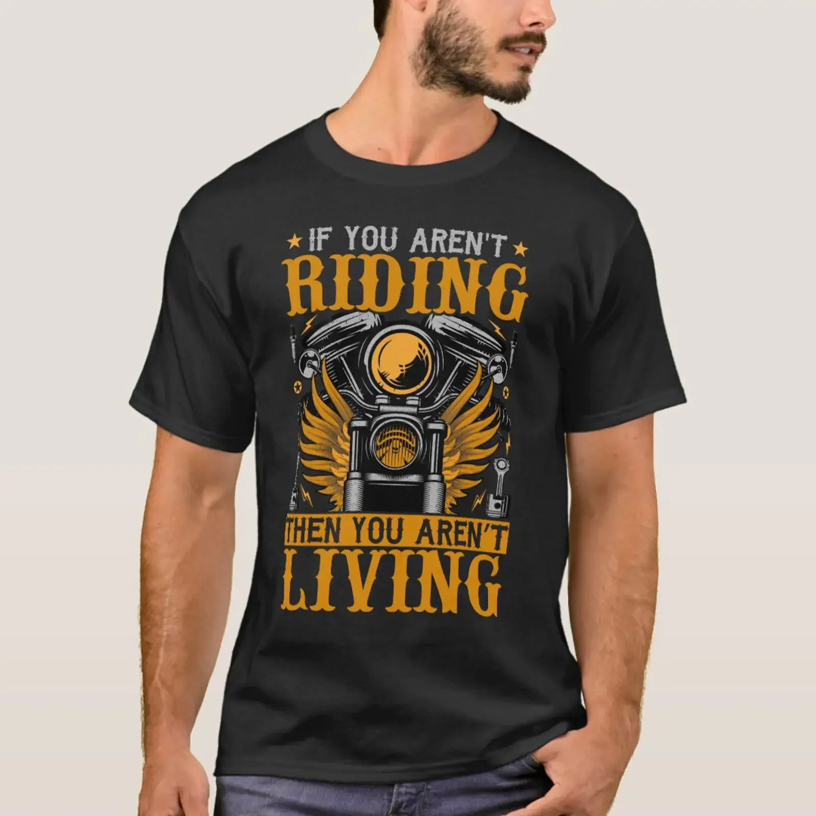 If You Aren't Riding Living Motorcycle T Shirt vintage Washed Unisex Casual graphic fashion Stretched Breathable