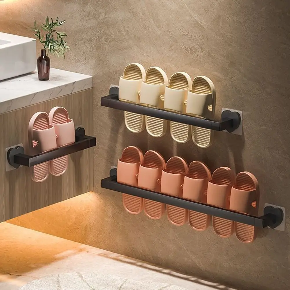 Wall Mount Towel Rack Fashion Hanger Holder Multifunctional Clothes Holder Toilet Space-saving Storage Shelf