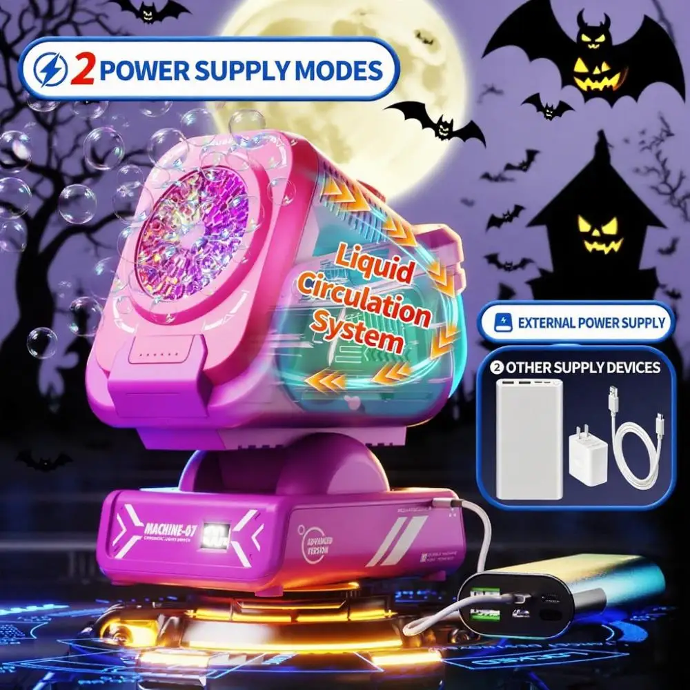 Máquina automática de bolhas: controle remoto, luzes Rgb, recarregável de 1800mAh, ideal para festas, presentes e jogos ao ar livre.