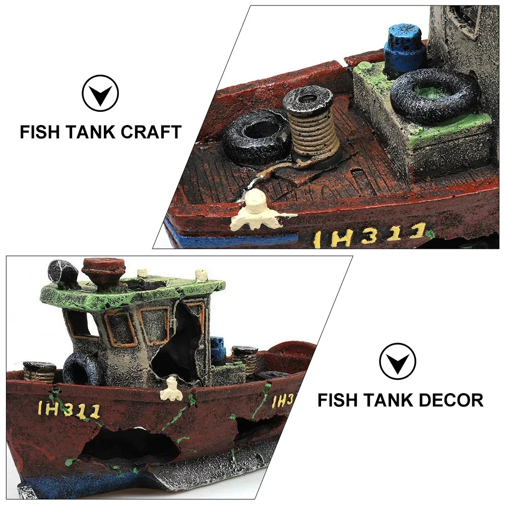 

1Pcs Resin Aquarium Landscape Fish Tank Craft Fishing Boat Ornament Durable Non-Fading Natural Breath Aquarium Decoration
