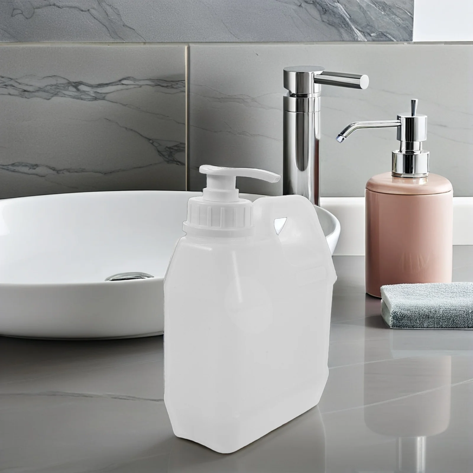 2pcs 1L Empty Plastic Pump Bottle Dispenser For Shower Kitchen Bathroom Refillable Liquid Container Leakproof Square Storage For