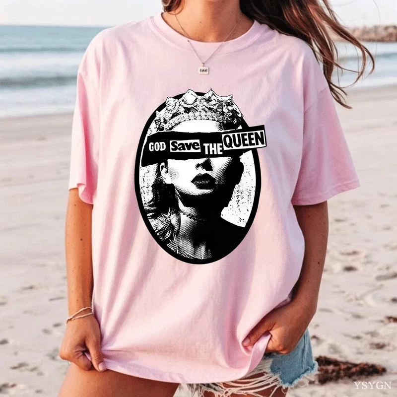 God Save The Queen T-shirts Women Casual Cotton Short Sleeve Tshirt Round Neck Womans Clothing Graphic T-shirts Streetwear Tops