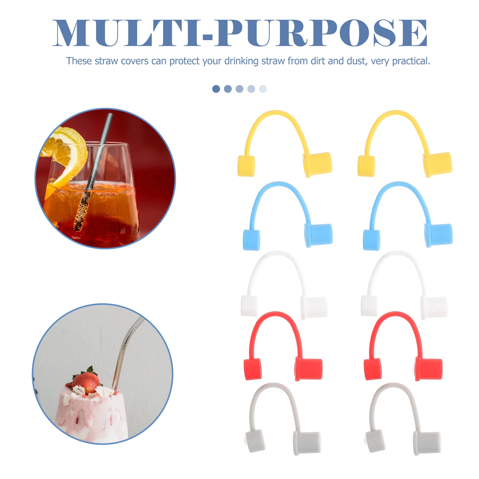 

10pcs Silicone Straw Covers Cap Reusable Straw Tips Protector Dust Proof For Drinking Straws Mixed Color Tumbler Accessories Bar