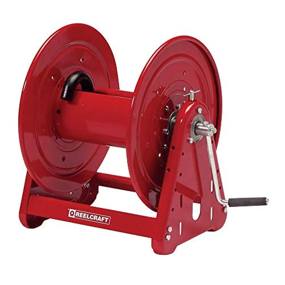 

Commercial Grade Hose Reel Steel Construction 3/4" x 100 ft 3000 psi Goose Neck Easy Hose Replacement Full Flow Swivel Design