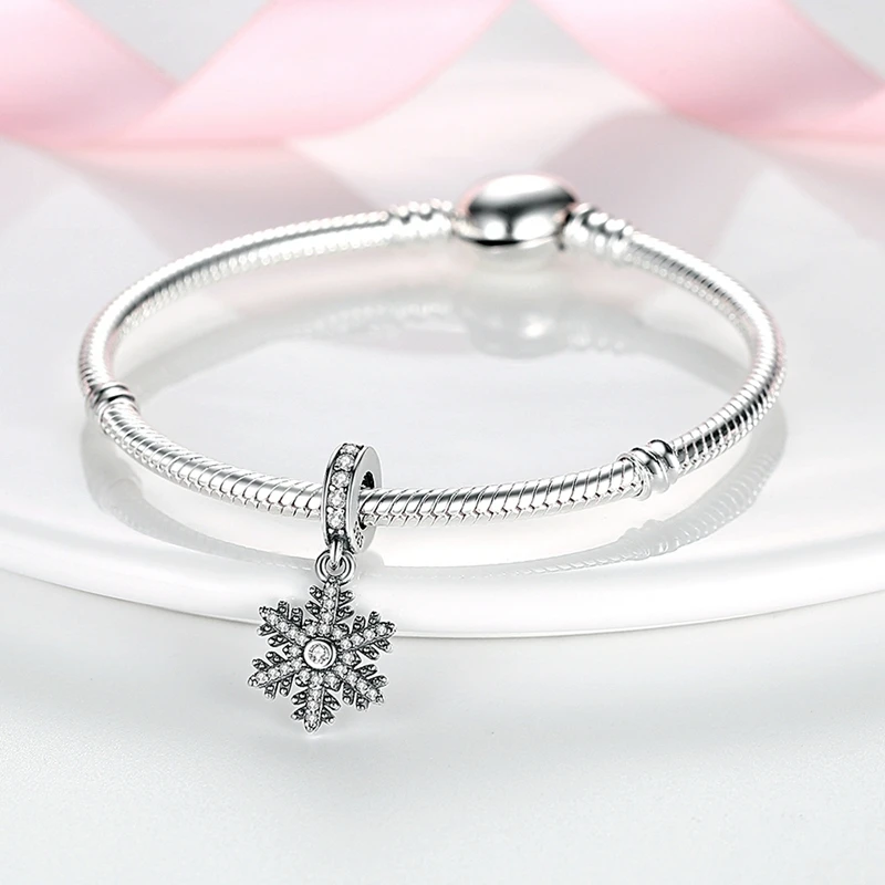 925 فضة الشتاء سلسلة ندفة الثلج البطريق استرخى صالح الأصلي سحر معلقة استرخى سوار DIY بها بنفسك النساء المجوهرات هدية #5