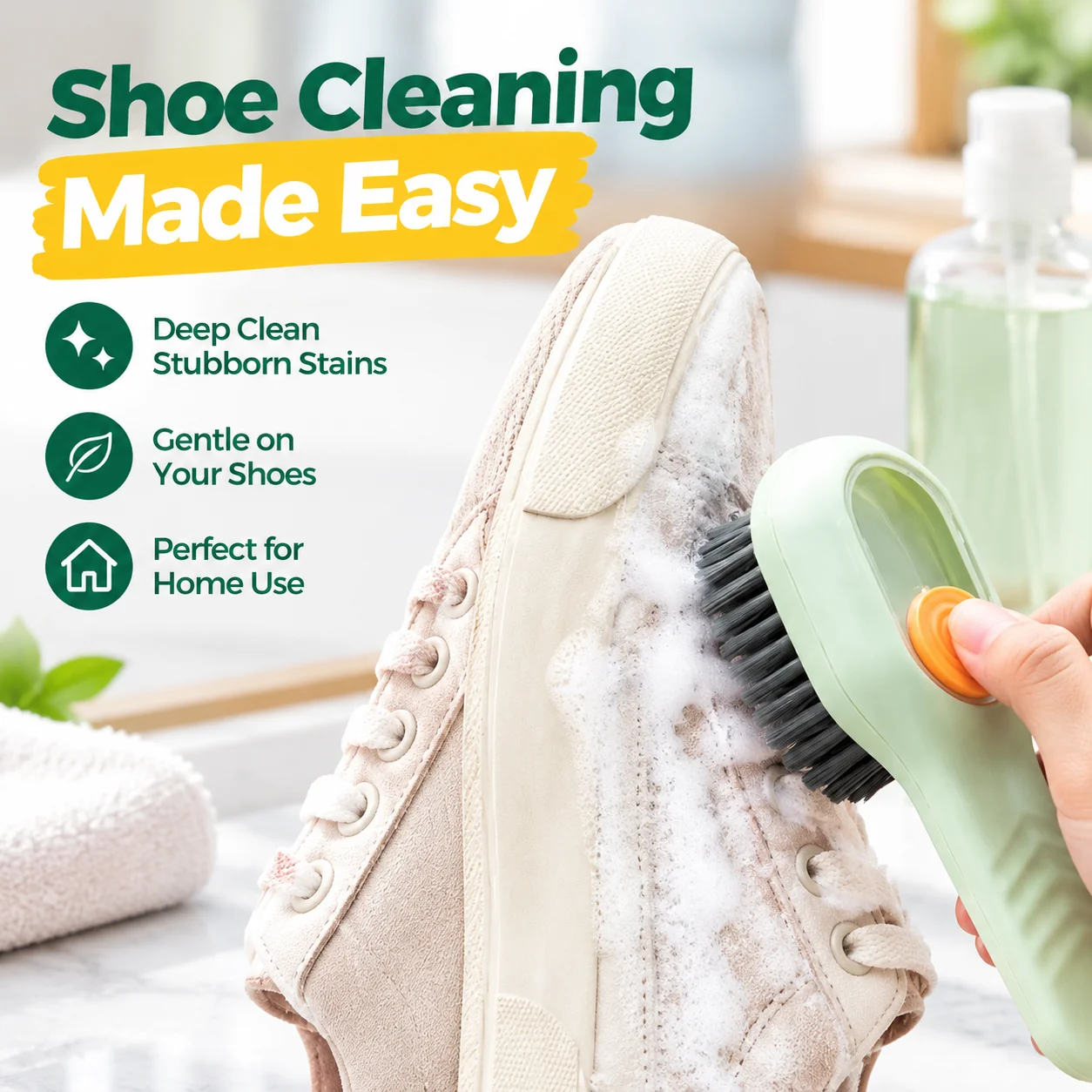 Soft Fur Liquid Detergent Shoe Cleaning Brush Tool, Household Multifunctional Cleaning Brush That Does Not Harm Shoes