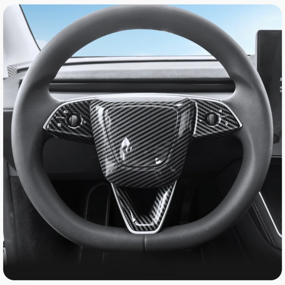 For Tesla Model Y Juniper Model Y L 2025-2026 Model 3 Highland 2024-2026 Car Steering Wheel Button Panel Trim Sticker Cover