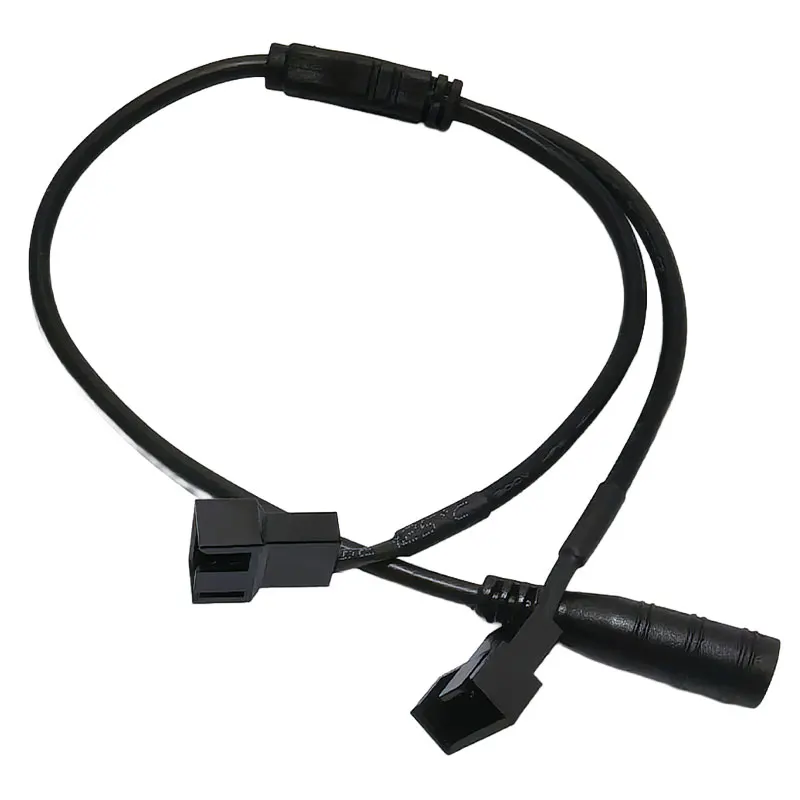 DC5521 to 4Pin Fan Adapter Cable, Pure Copper Core 5.5*2.1 DC Female to 4Pin PC Case Fan Power Splitter Wire
