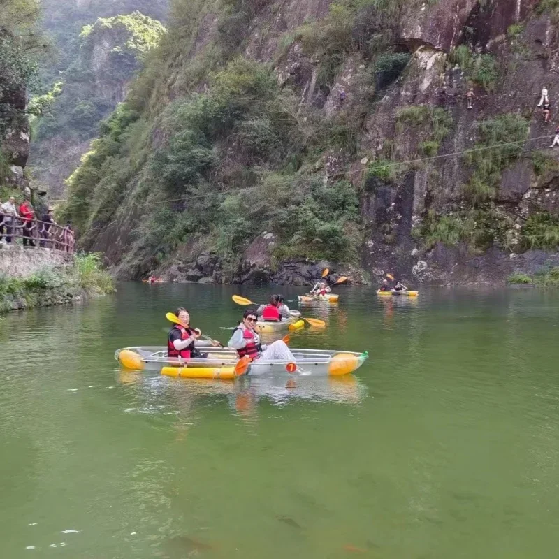 เรือคายัคแบบใส2คนวัสดุ PC ทนทานดีไซน์ใหม่