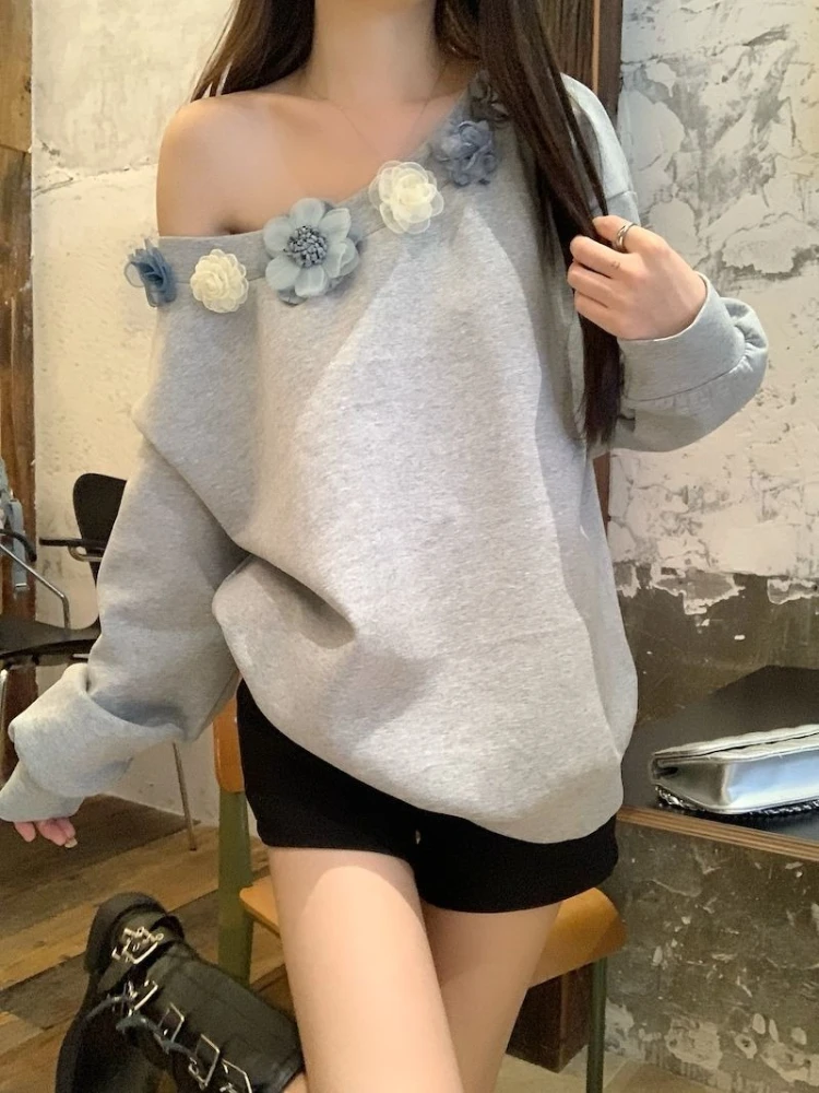 Lente en Herfst Bloem Lange Mouw Vrouwelijke Trui Top Dropshipping Sweatshirt Hoge Kwaliteit Emo Kpop 2000s Dames Sweatshirts