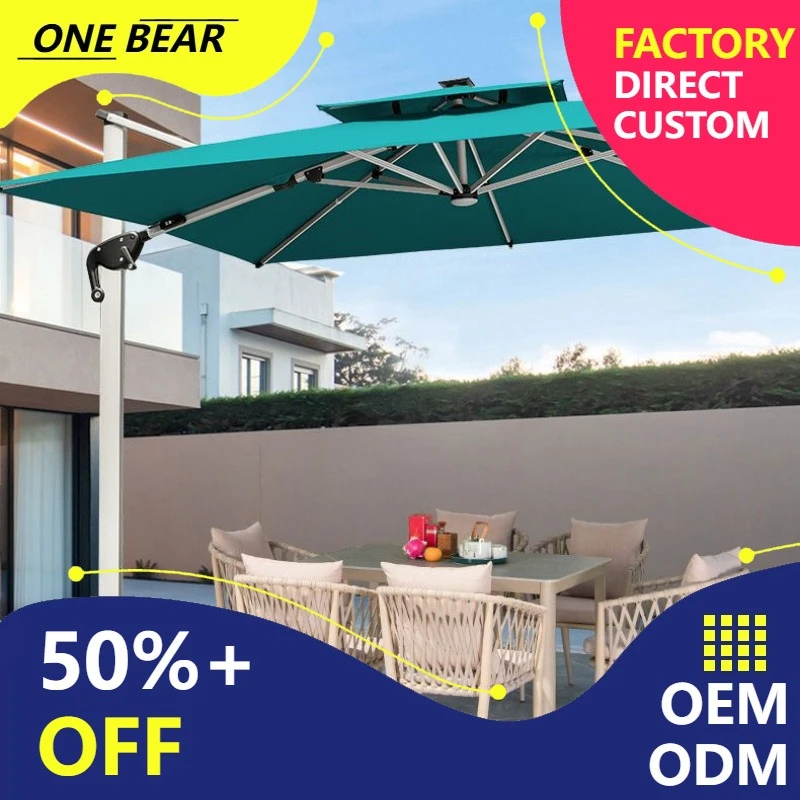 Any Size Custom 360 Degree Rotation Aluminum Umbrella Windproof UV Protection Waterproof Outdoor Garden Hotel Villa Courtyard Du