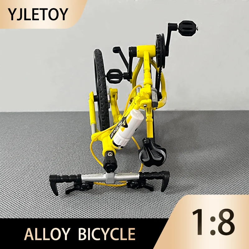 1:8 Mini Model roweru ze stopu Składana odlewana dekoracja Metalowy żółty palec Bmx Górski mini rower Symulacja Kolekcja zabawek