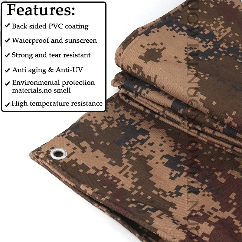 450GSM Oxford Camouflage Tarpaulin Rainproof Cloth Outdoor PVC Camping Tent Sail Heavy Duty Truck Shelter Cover Boat Tarps