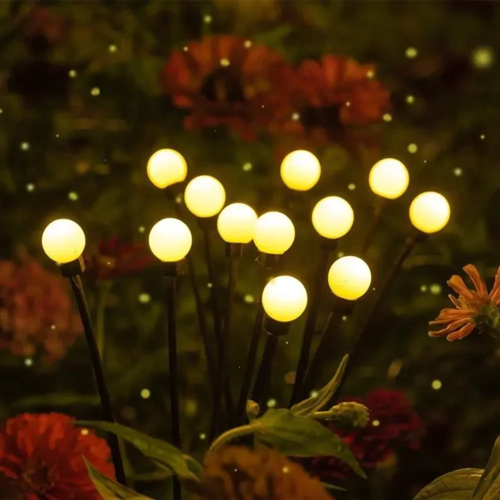 مصابيح اليراع الشمسية LED على شكل نجمة، مصابيح حديقة خارجية مقاومة للماء لتزيين الحديقة والمسار والمناظر الطبيعية