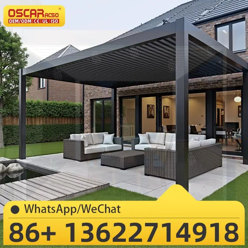 

Выдвижная алюминиевая водонепроницаемая электрическая беседка с биолиматитом для сада, патио, заднего двора, уличной беседки, беседка