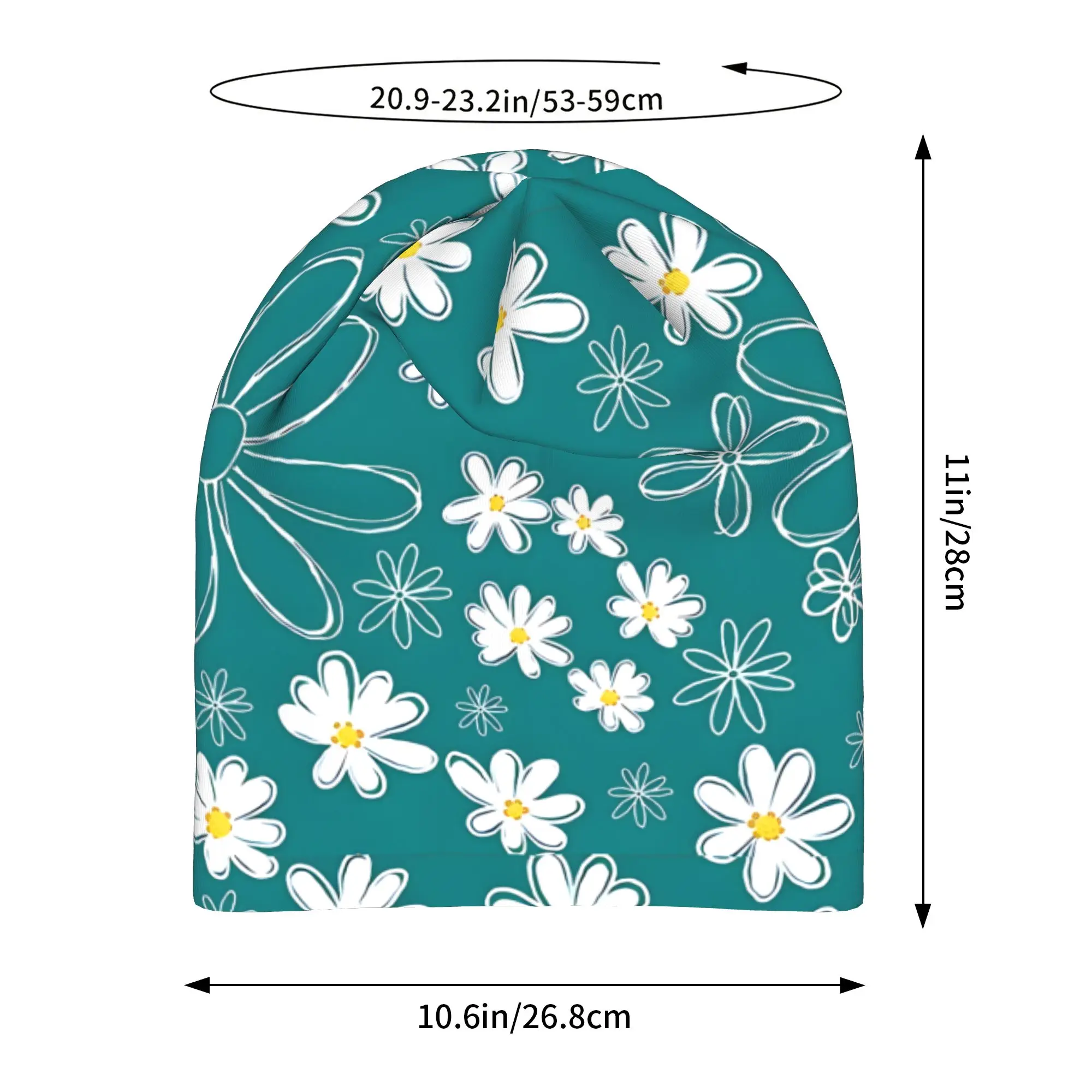 Gorros   Summer Hats Abstract Daisy On Teal Thin Hat Bonnet Hipster Skullies Beanies Caps Men Women's Earmuffs