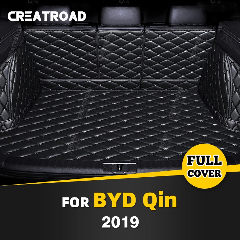 

Автомобильный коврик для багажника с полным покрытием для BYD Qin 2019, противогрязный кожаный чехол для багажника автомобиля, коврик, подкладка для груза, защитные аксессуары для интерьера