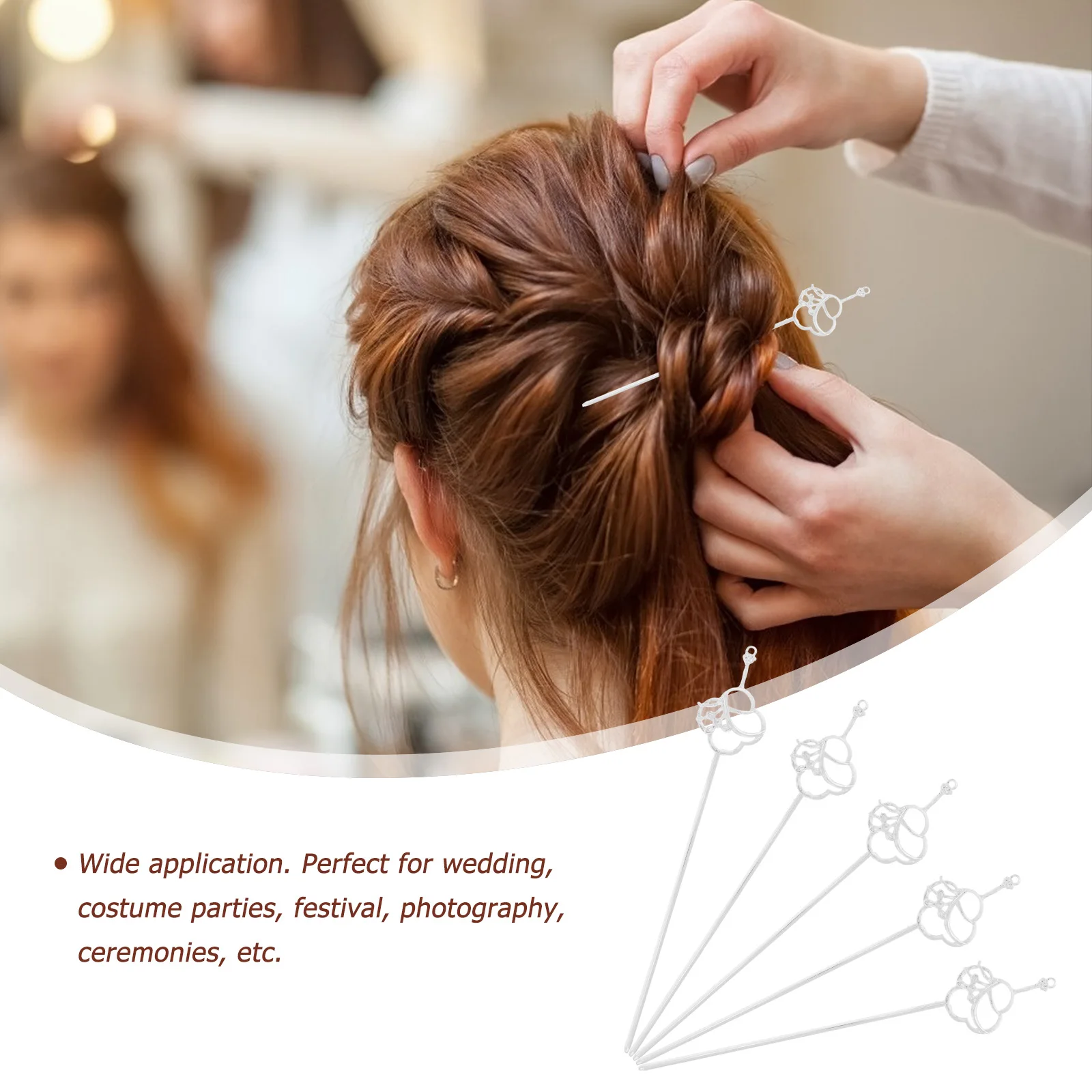 

5pcs Retro Hairpin Wedding Accessory Zinc Alloy Durable Vintage Hair Clip Vintage Girls Ancient Style Photography Gifts