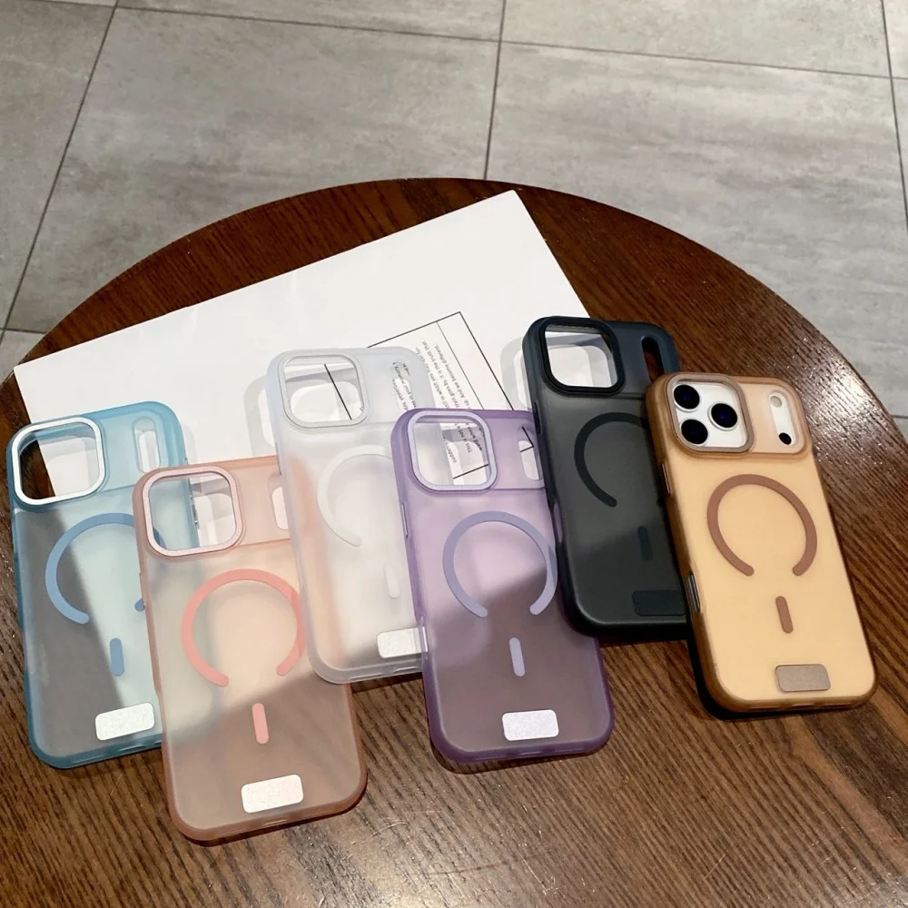Para 17 ProMax colorido translúcido mate funda magnética para iPhone 17 Air 16 15 14 13 Pro Max Plus cubierta delgada de carga inalámbrica