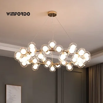 2024 LED 버블 샹들리에 조명 펜던트 램프, 거실 식당 조명기구, G4 LED 110V-220V Winfordo, 플라스틱 아님 