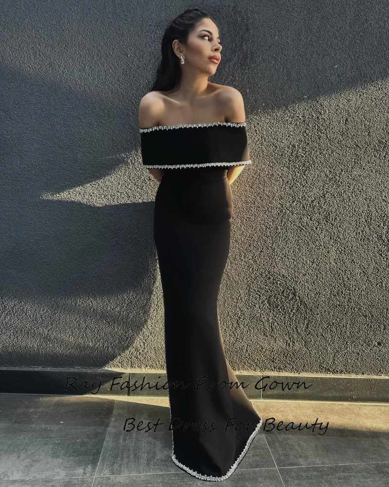 

Ray Crepe Evening Dress Sexy فستان حفلة موسيقية Elegant Crystal Off The Shoulder Cocktail Party Prom Gown For Sexy Women