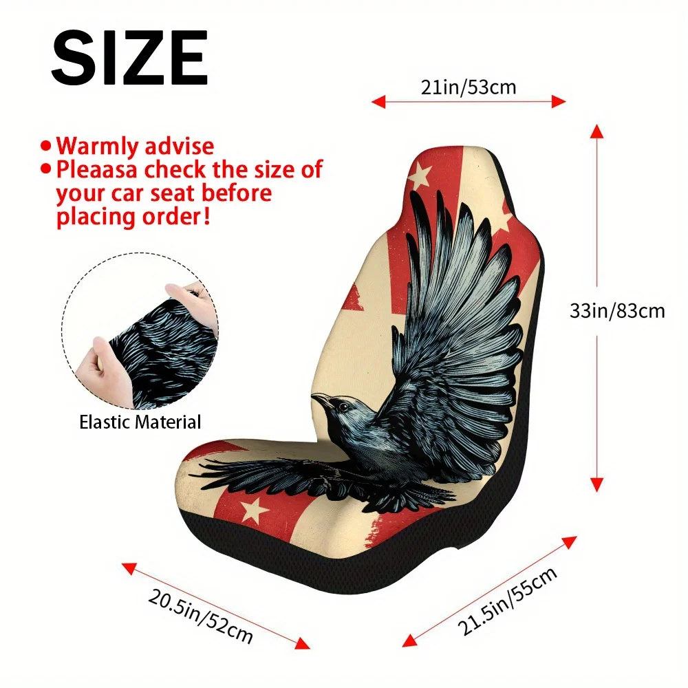 2pcs Independence Day Freedom Bird Design Seat Cover Set – Stylish, High-Quality Seat Protectors, Fit For Most Cars, Durable,