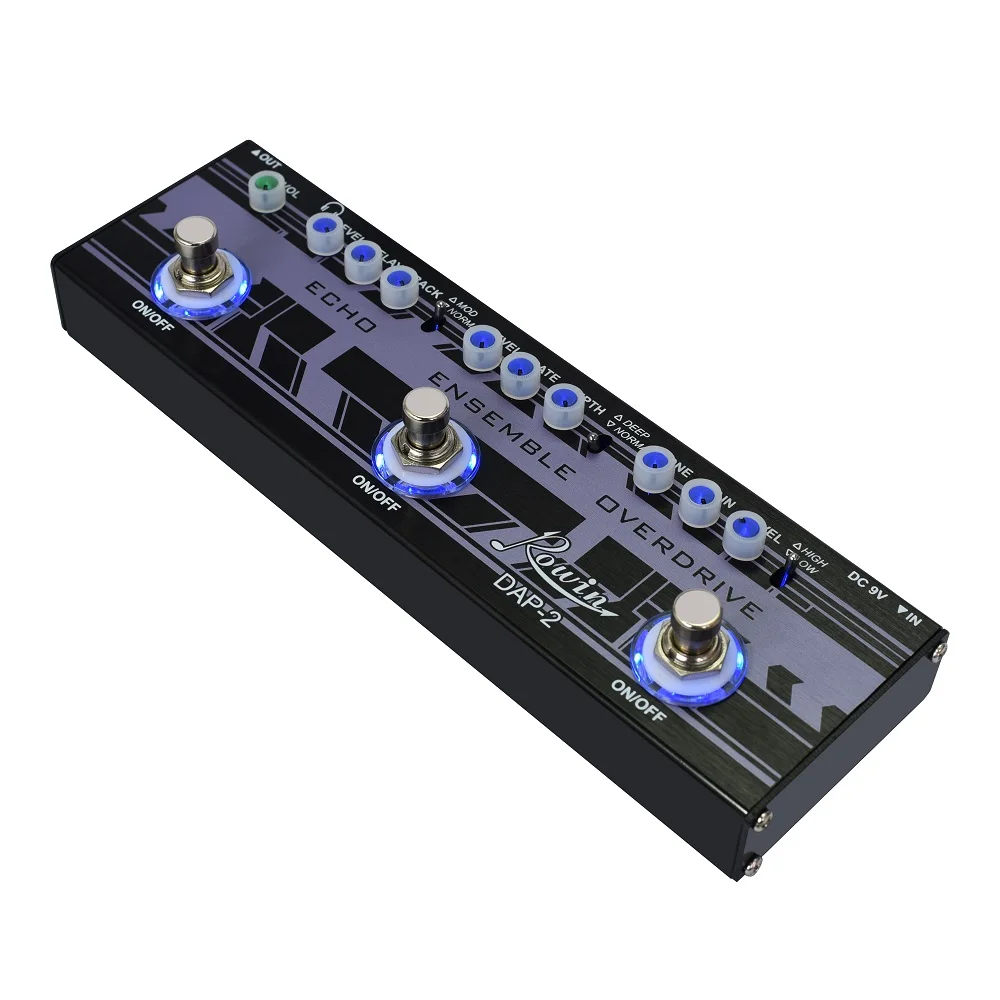 Rowin 3 in 1 Guitar Multi Effects Pedal Delay +Chorus + Overdrive Compact Size Stompbox Effector Bass