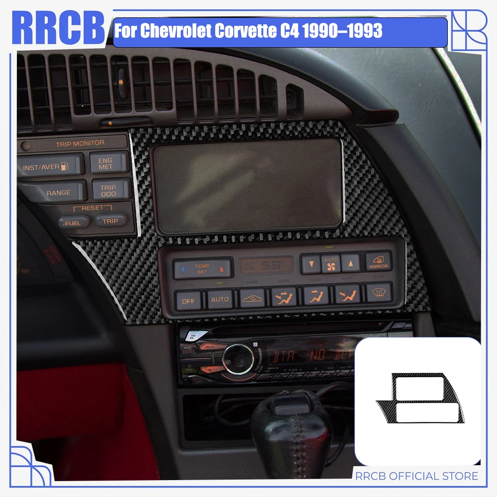 For Chevrolet Corvette C4 1990 1991 1992 1993 Flexible Real Carbon Fiber Center Screen Frame Trim