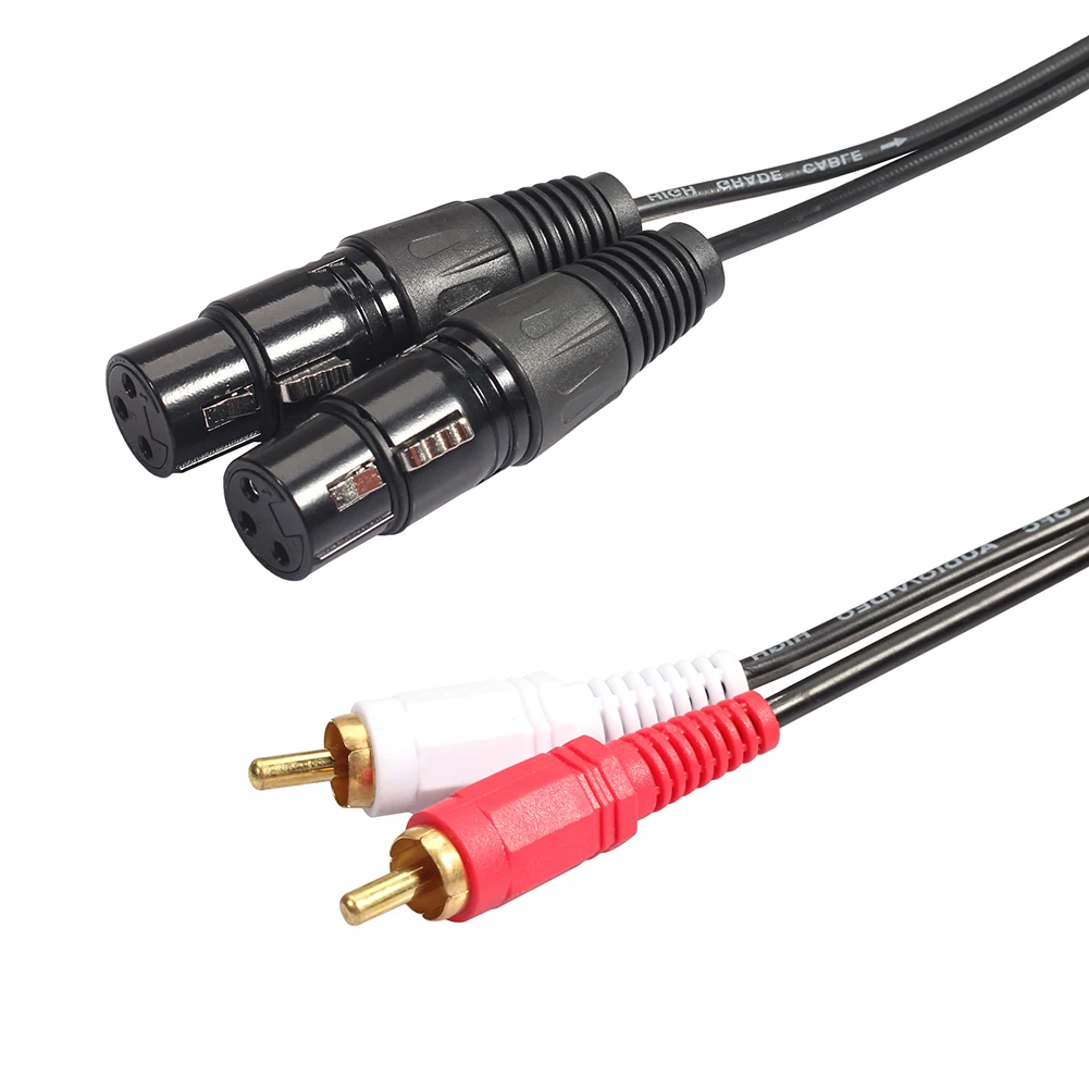 سلك كابل صوت HIFI 2 RCA إلى Dual XLR لتسجيل خلاط مضخم الصوت للميكروفون #1