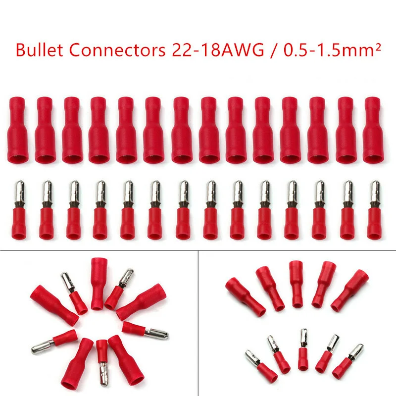  50pcs Insulated Cable Connector Electrical Wire  Spade Butt Ring Fork Set Ring Lugs Rolled Terminals Assorted