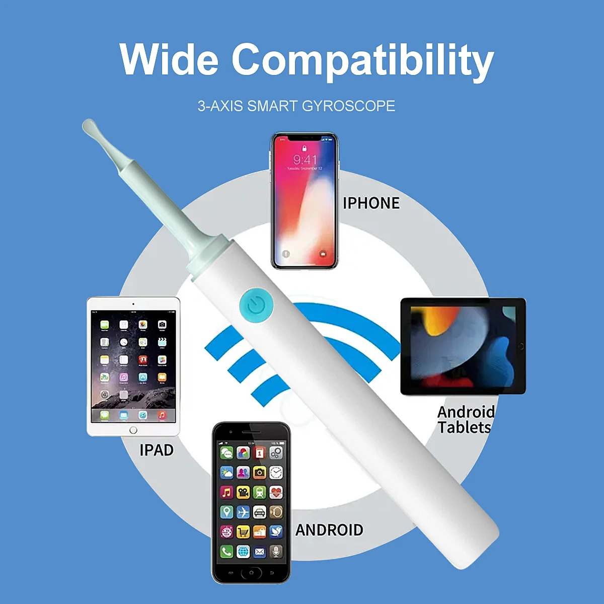 مغرفة أذن مرئية مع مجموعة أذن مكونة من 8 قطع - أداة تنظيف قنوات الأذن، أداة اختيار الأذن من ريش الأوز، مزيل الشمع