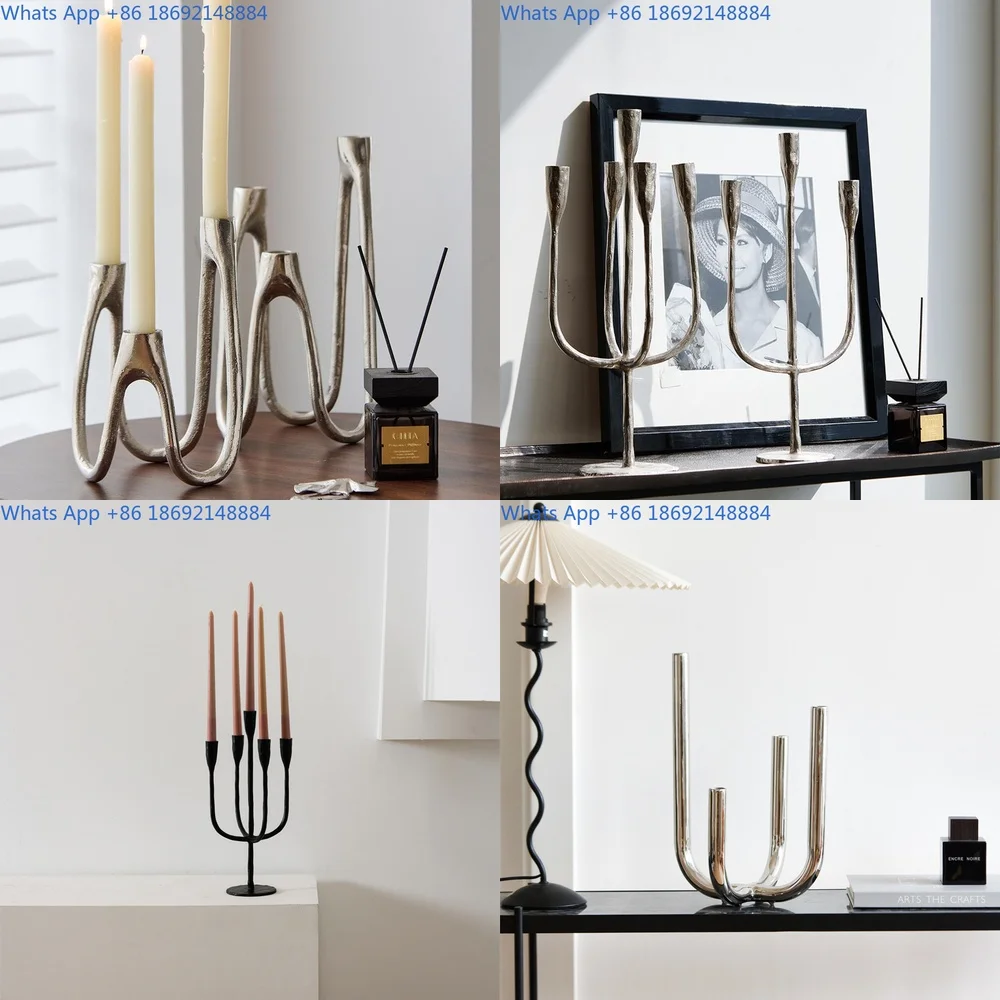 

Silver Aluminum 3 Head 5 Head Candle Holder Decorative Table Centerpiece for Hotel Restaurant Home Use