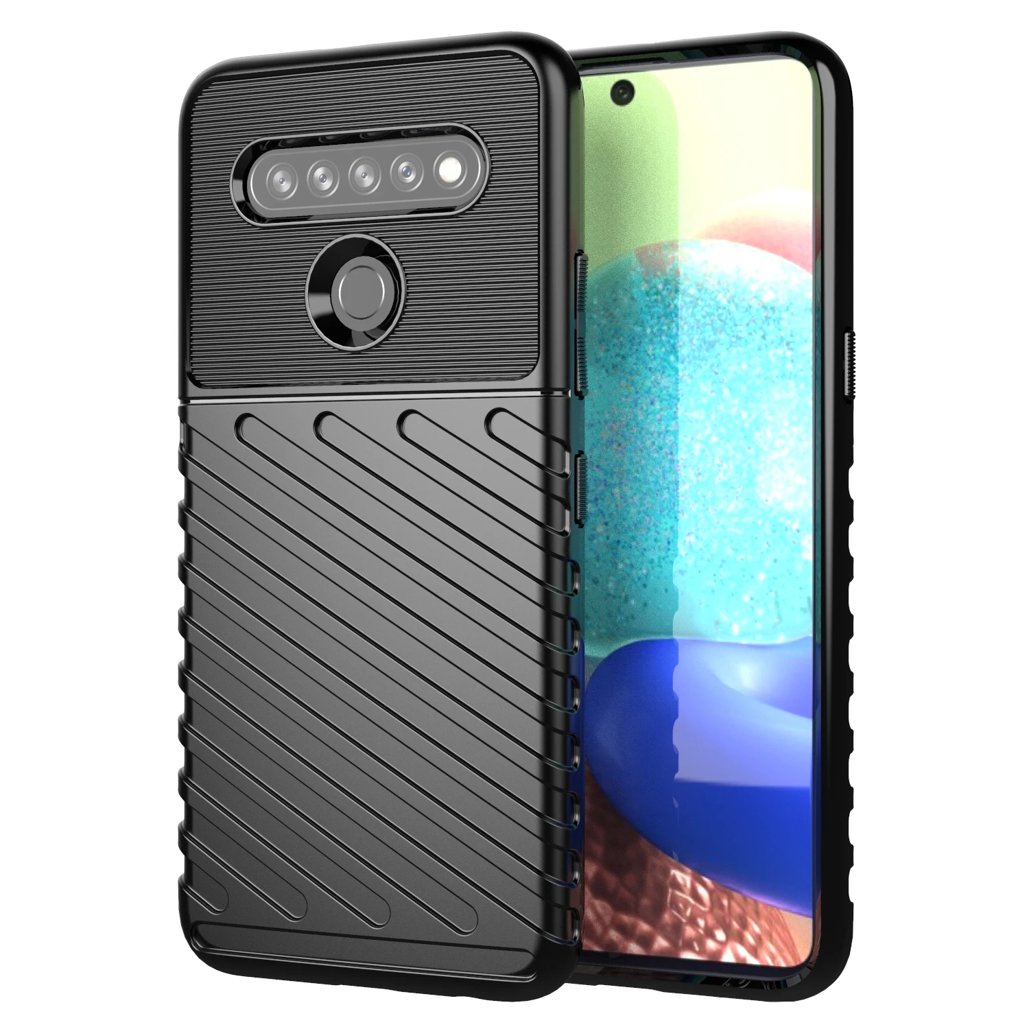 For LG K61 Q61 Luxury Thunder Case Shockproof Silicone Back Cover for lg q61 lgk61 Fashion Mobile Shell Coque Fundas