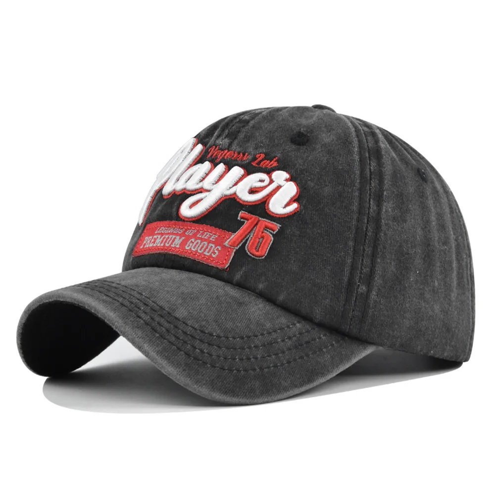 

New 3D PLAYER Embroidered Baseball Cap Washed Vintage Sun Hat Couple Casual