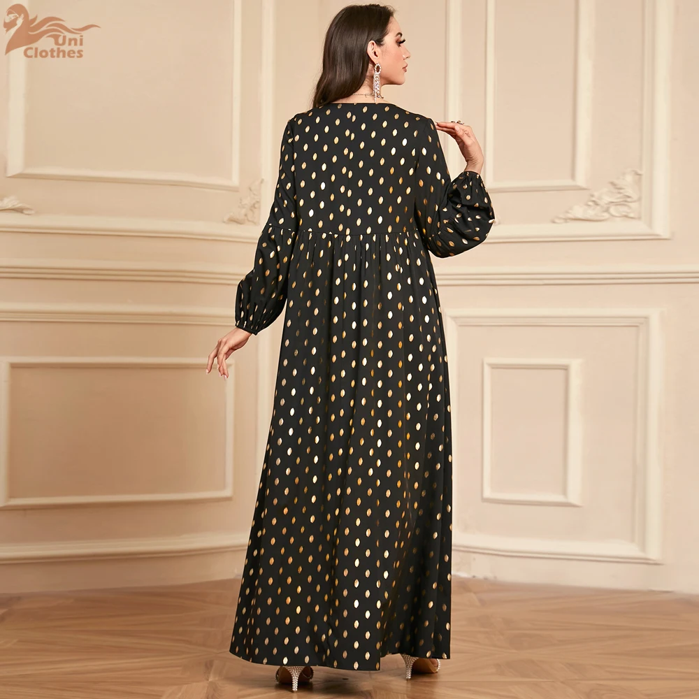 Uni Embroidered Gold Stamping Abaya Abayas For Women Robe Femme Longue Musulman Caftan Marocain Dubai Turkey Islam Arabic