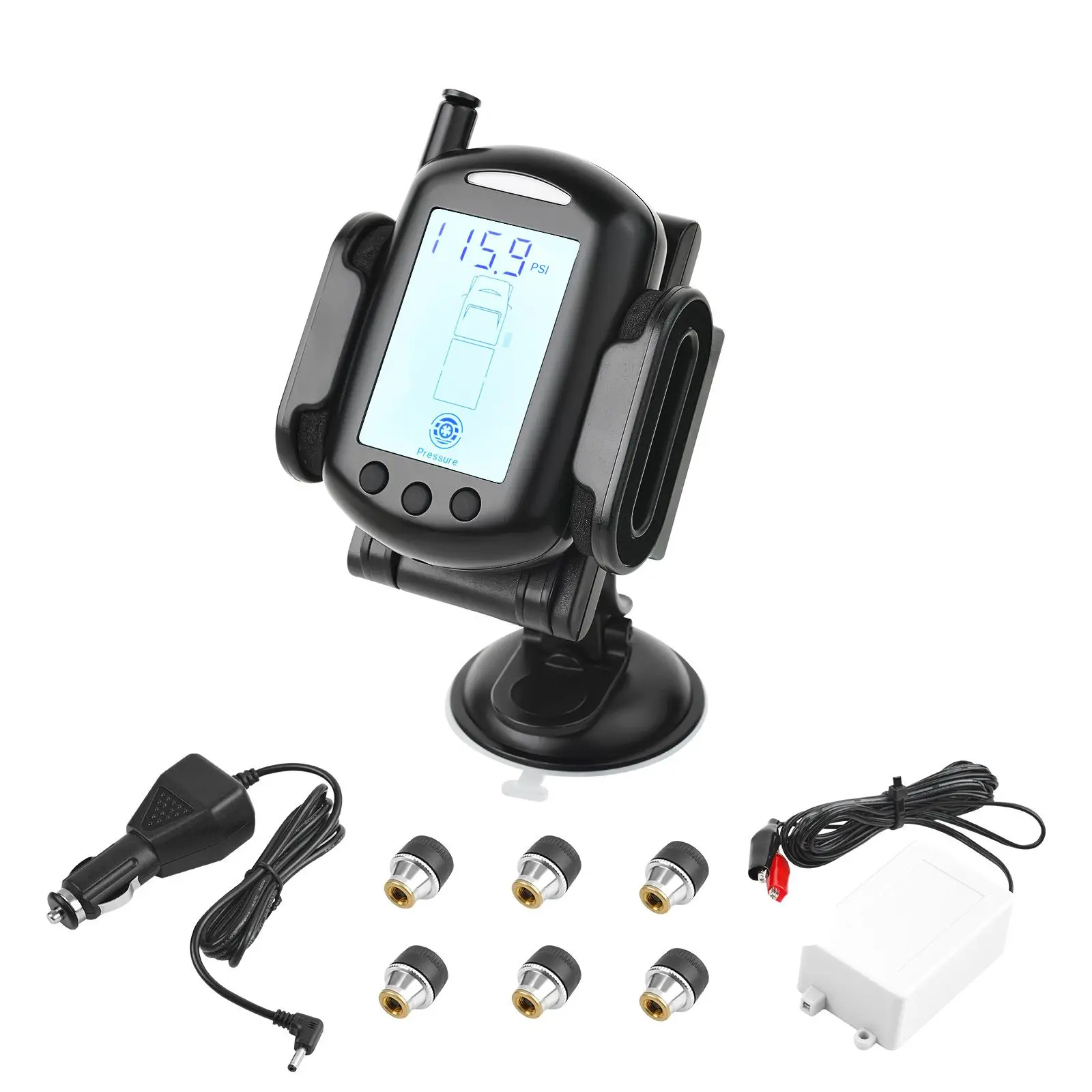 RV Tire Pressure Monitoring System, 0-199 PSI Trailer TPMS, Universal Wireless Car Alarm System, Waterproof TPMS Sensors Set wit