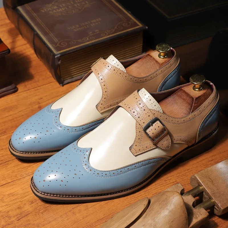 Spring and Summer Men's Business Dress Casual Leather Shoes Carved Leather Shoes Large Size Fashion Versatile Men's Shoes